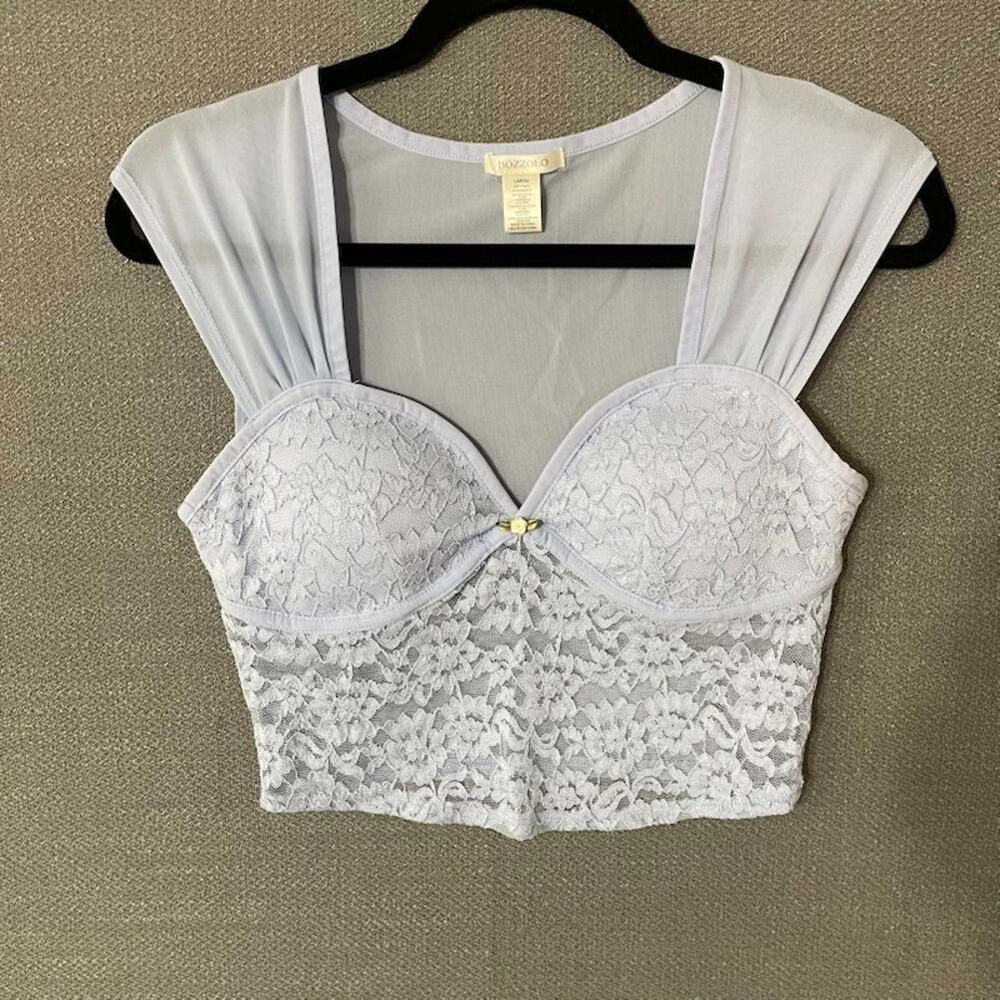 Bozzolo Lace Crop Top Sweetheart Neckline Size L Coquette Milkmaid Y2K